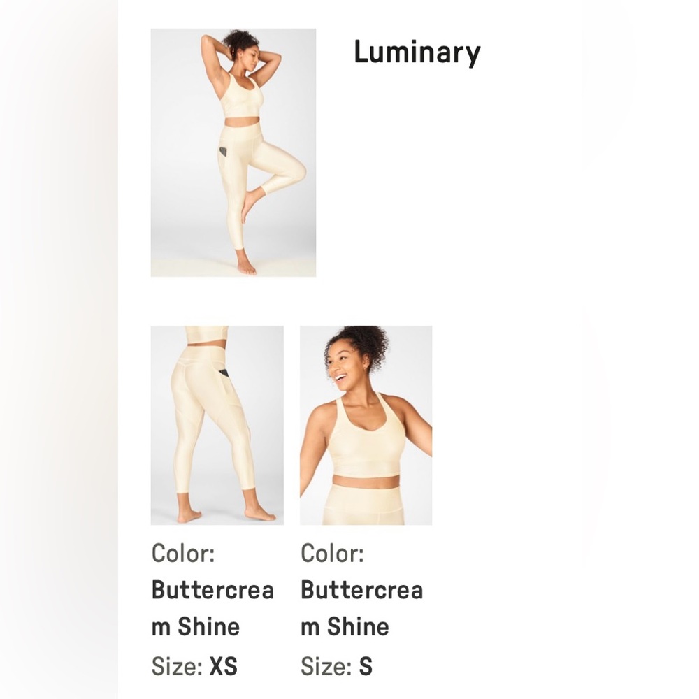 Fabletics Luminary 2-piece set Buttercream Shine-S/XS - New w/o tags (washed)